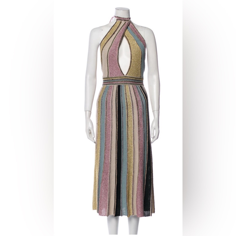 Missoni M by Missoni Multicolor Striped Midi Dress halter neck keyhole - Picture 10 of 10